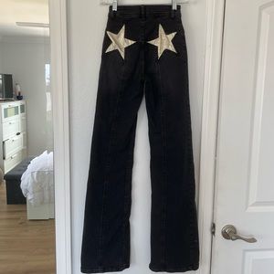 Free People Firecracker Flare Jeans (24)- Washed Black and Gold